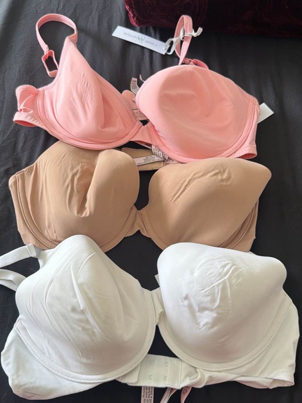 Victoria's Secret Smooth T-Shirt Bra Trio in Pink, Nude & White
